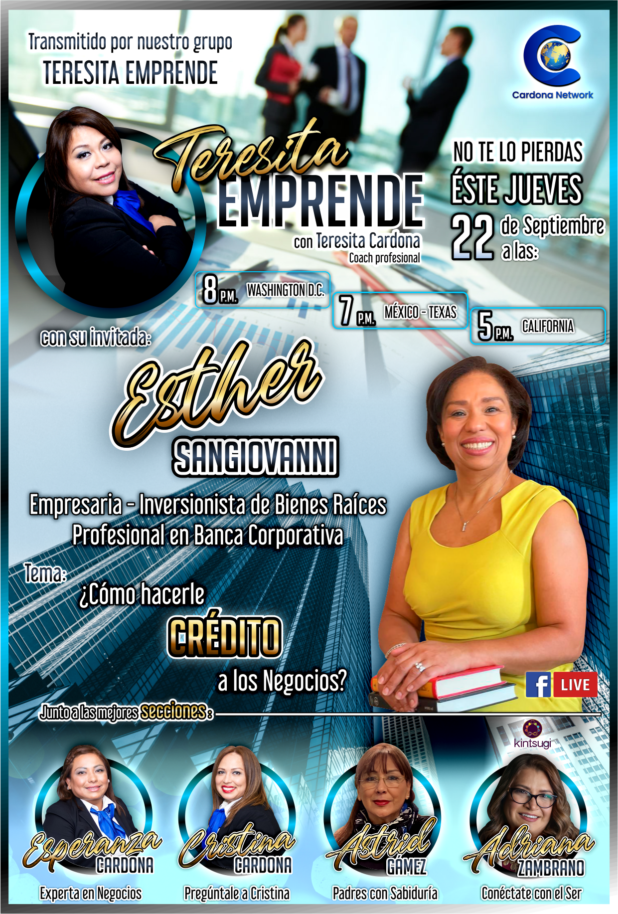 Event Poster — Teresita Emprende: Esther Sangiovanni